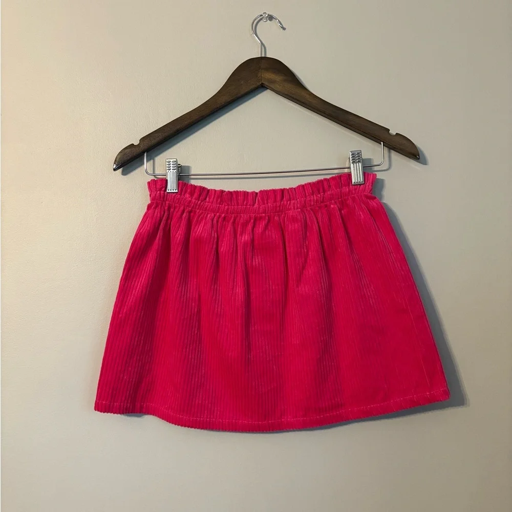 Isaac Mizrahi New York Girls Pink Corduroy Button Front Skirt Size M(7/8) Cotton